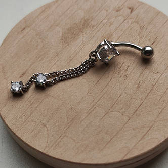 Банан для пірсингу пупка Камінці на ланцюжках PPBP-80, фото 3