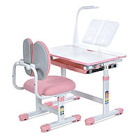 Парта дитяча розтишка регульована з лампою та стільцем для дівчинки (M 6136-8)
