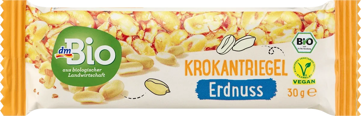 Батончик з арахісом dm Bio Krokantriegel, Erdnuss, 30 гр