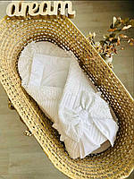 Конверт на виписку, конверт з мереживом для новонародженого, конверт-ковдра демісезонний