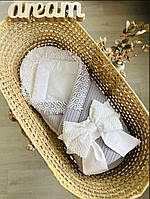 Гарний конверт на виписку, конверт з мереживом для новонародженого, конверт-ковдра демісезонний Angelok-child