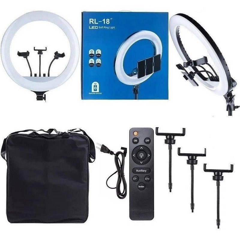 Кільцева лампа RL-18 LED для селфі 45 см + сумка Оригінал Студійне світло, фото 1