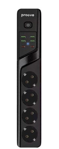 Мережевий фільтр Proove Power Strip P-04 (4 розетки + 4 USB + 2 Type-C) / 2M Black (PSP442420001)