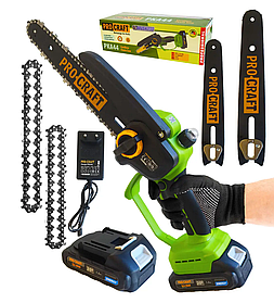 Акумуляторна безщіткова ланцюгова міні пила 2АКБ 1,5Ач PROCRAFT PKA-44 Brushless 2 шини/ланцюги