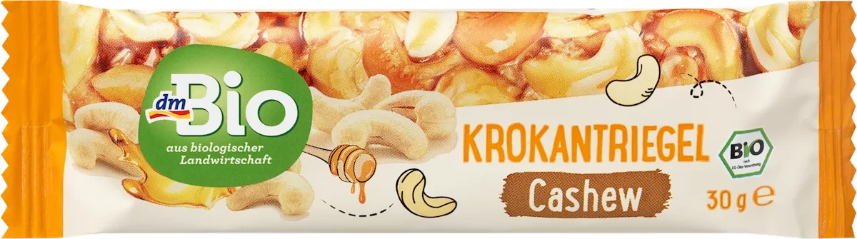 Батончик з горіхом кеш'ю dm Bio Krokantriegel, Cashew, 30 гр