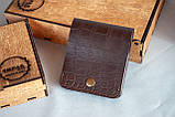 Міні гаманець - жабка чоловічий шкіряний темно-коричневий тиснення Крокодил, фото 2