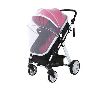 Універсальна антимоскітна сітка для прогулянкової коляски з дугами. Біла з сірою окантовкою. (80133)