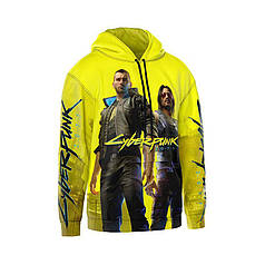 Худі чоловіче з принтом «Кіберпанк. Енергія міста. Cyberpunk. City energy»