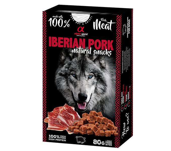 Натуральні ласощі для собак Alpha Spirit Snacks Iberian Pork напіввологі з іберійською свининою 80 г ( ALPHD110000845)