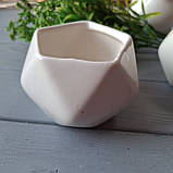 Кашпо керамічне — біле ромбів h — 7 d — 8 см., фото 2