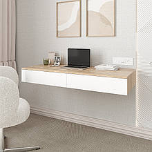 Настінний письмовий стіл 160х1200х500 мм Дуб Сонома/Білий