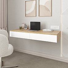 Настінний письмовий стіл 160х1200х500 мм Дуб Тахо/Білий