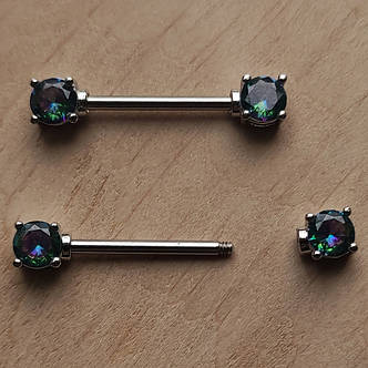Пірсинг сосків з камінцями (пара) PS-27, фото 3