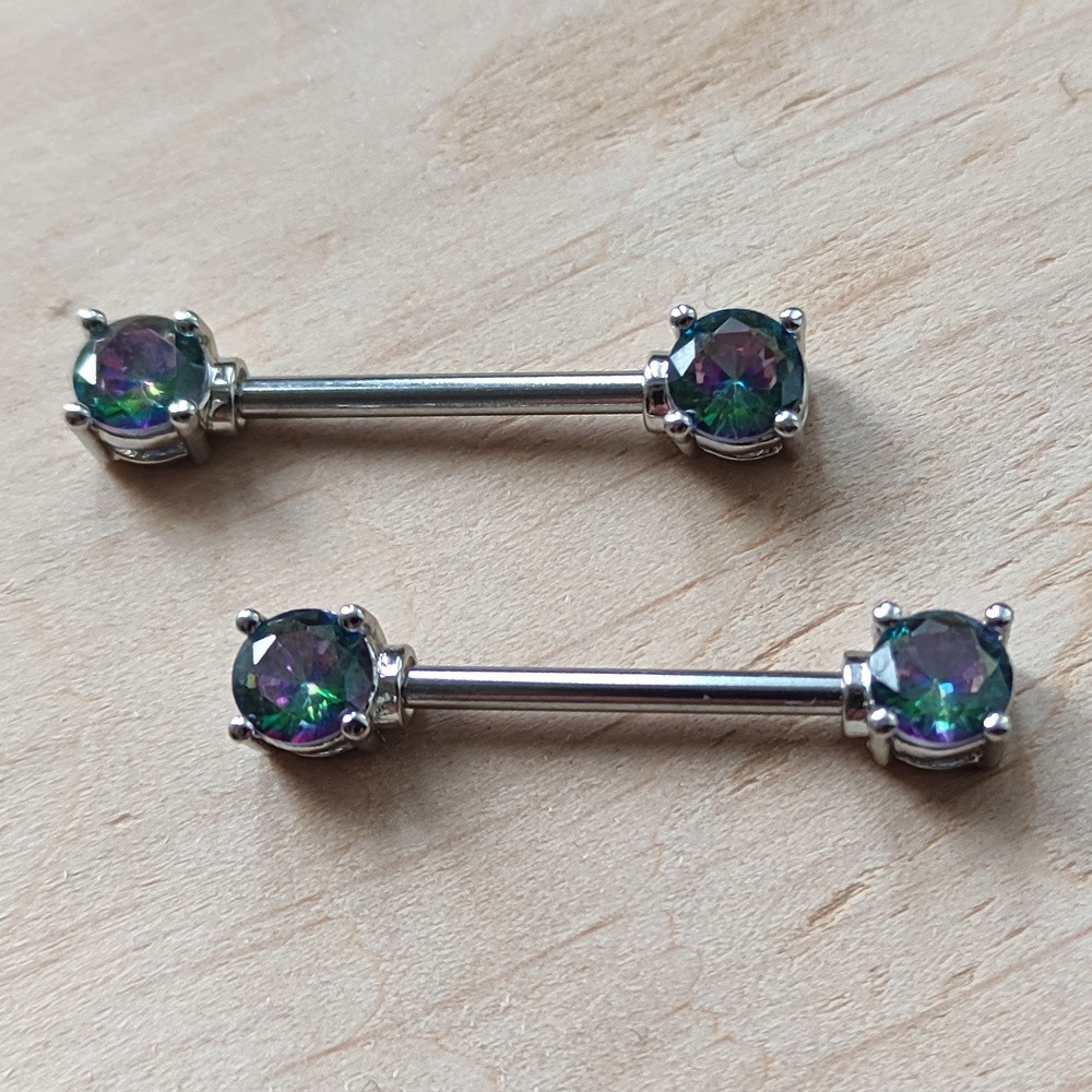 Пірсинг сосків з камінцями (пара) PS-27