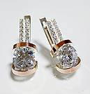 Срібні сережки з золотими вставками, фото 2