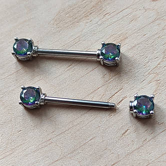 Пірсинг сосків з камінцями (пара) PS-27, фото 2