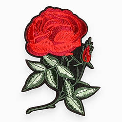 Термоаплікація Rose bud вишита 10,4х7,3 см 1 шт. Червоний