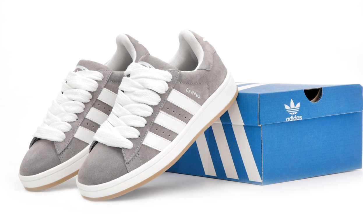 Жіночі кросівки Adidas Campus Grey White кеди Адідас Кампус сіро-білі замшеві, фото 1
