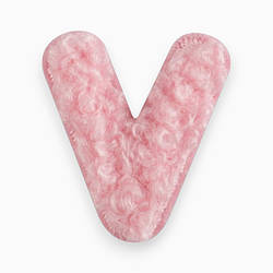 Термоаплікація буква "V" плюшева 2,4х2,2 см 1 шт. Рожевий світлий
