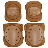 Наколінники та налокітники тактичні з ударостійкого пластику TY-5704-2 хакі, фото 6