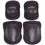Наколінники та налокітники тактичні з ударостійкого пластику TY-7496-1 чорний, фото 2