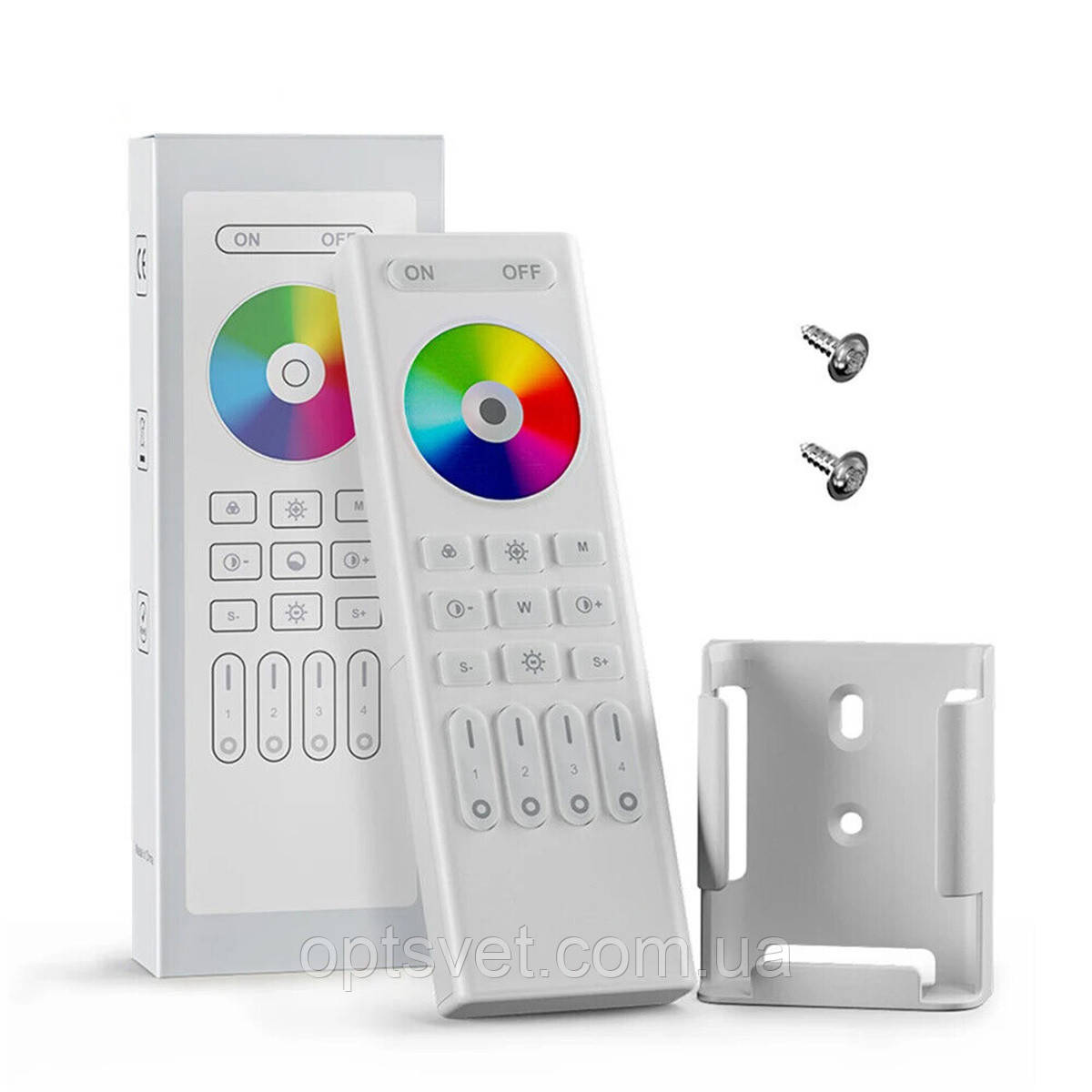 Пульт д/к Mi-light DIM+RGB+CCT 2,4G Touch 4 зони RF White (RL03-RF)