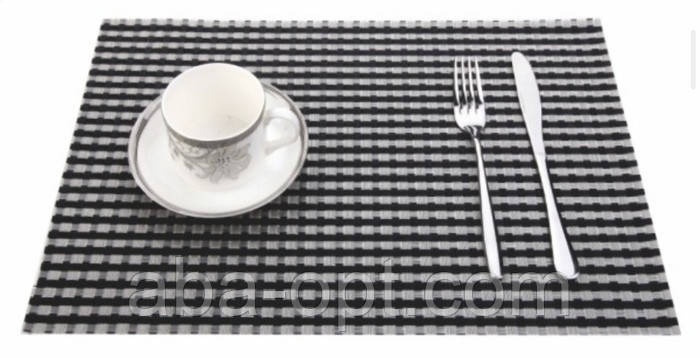 Килимок для сервірування столу чорне срібло плетінка 45 х 30 см Том ( шт ), фото 1