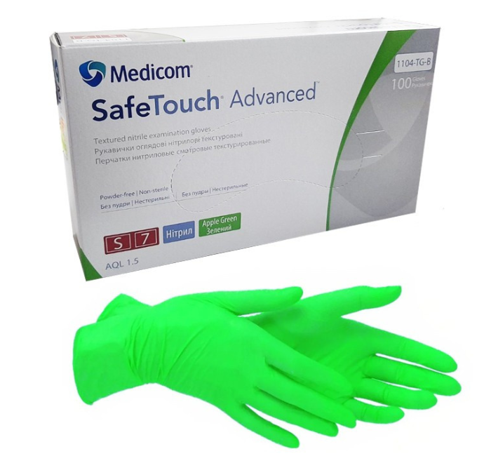 Рукавички Apple Green Medicom S, салатові, 100 шт