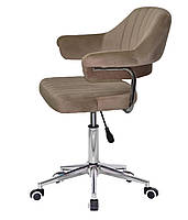 Крісло Jeff Modern Office велюр кавовий B-1042, на хромованій ніжці-хрестовині модерн із колесами, фото 9