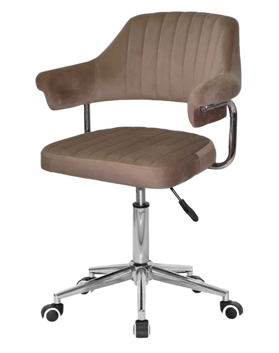 Крісло Jeff Modern Office велюр кавовий B-1042, на хромованій ніжці-хрестовині модерн із колесами, фото 1