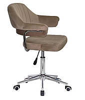 Крісло Jeff Modern Office велюр кавовий B-1042, на хромованій ніжці-хрестовині модерн із колесами, фото 2