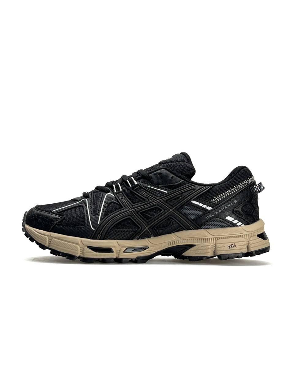 Чоловічі шкіряні текстиль кросівки ASICS Gel-Kahana 8 Black Beige, кеди Асикс шкіра текстиль 41