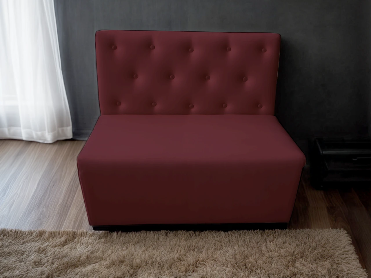 Диван для кафе Tobi Sho Бостон з високою спинкою та ґудзиками 1000x630x850, шкірзам Марсала 2223