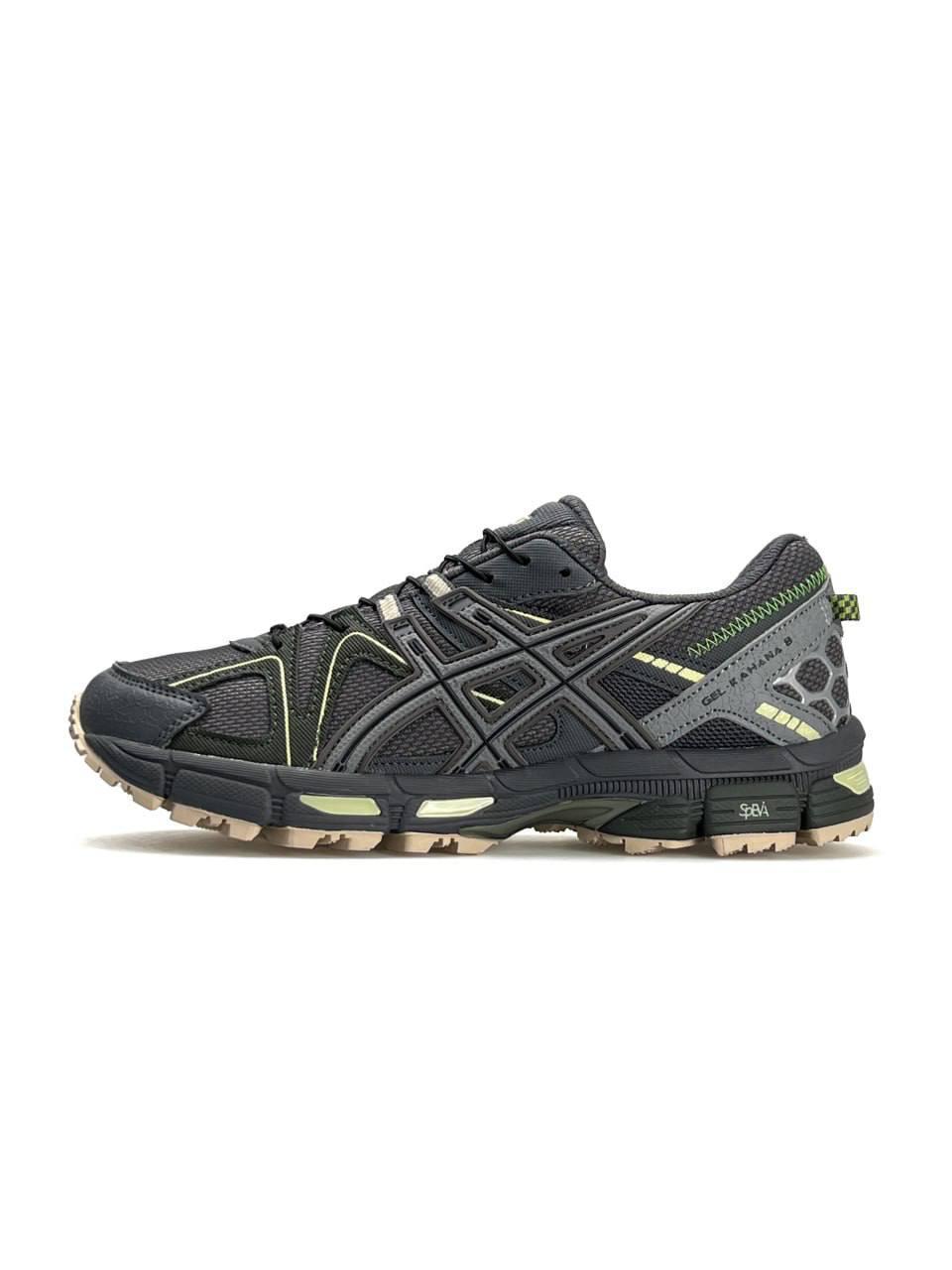 Чоловічі шкіряні текстиль кросівки ASICS Gel-Kahana 8 Dark Grey Lime, кеди Асикс шкіра текстиль 41