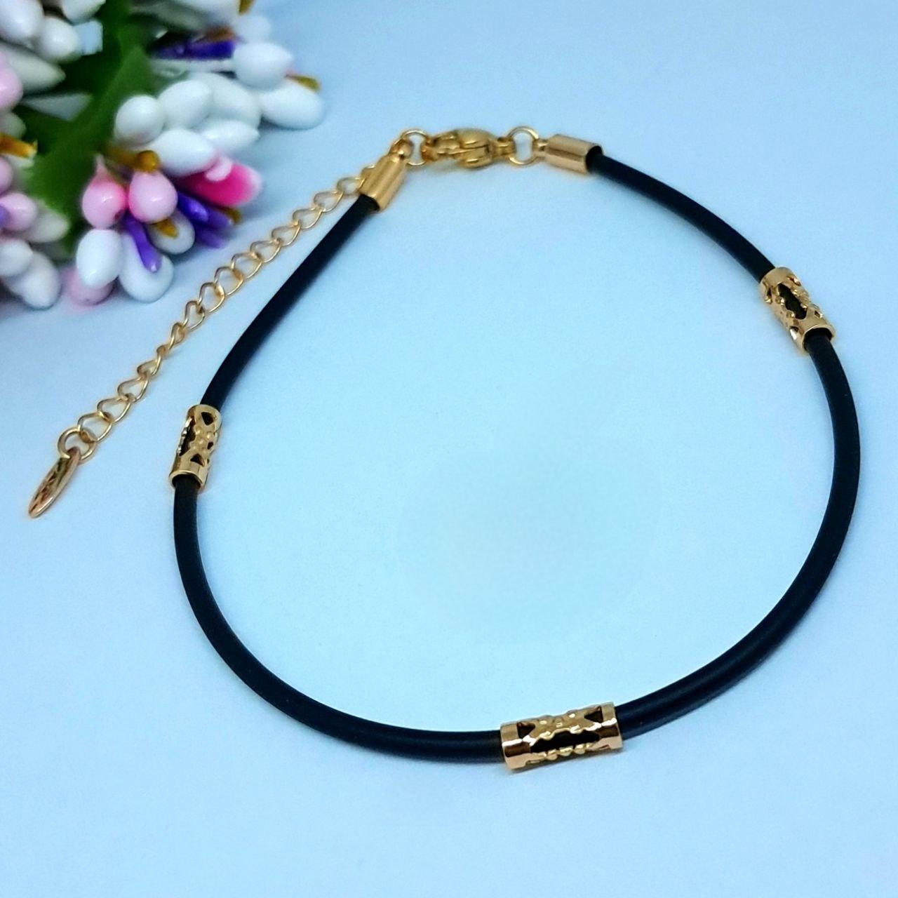 Браслет каучуковий медичне золото ХР довжина 19-24 см ширина 2 мм код 5095