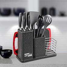 Набір ножів та кухонного приладдя Zepline ZP 045 з підставкою, 14 предметів (4389/1)