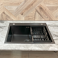 Ручна кухонна мийка Kroner Handmade SP5545 Nano Black