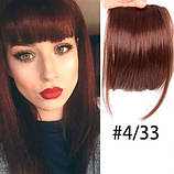 Накладний чуб коричневий каштановий штучний, фото 3