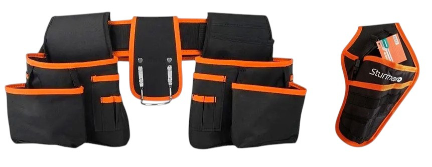 Пояс для інструменту подвійний 20 кишень +Кобура для шуруповерта Sturmax