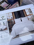 Постільна білизна страйп-сатин Євро комплект з простирадлом на гумці 180*200+25см, Тканина - Бавовна, фото 3