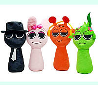 Набір м'яких іграшок Sprunki Incredibox (Спрунки) - Пінкі, Орен, Вінерія, Блек (4 шт.) |