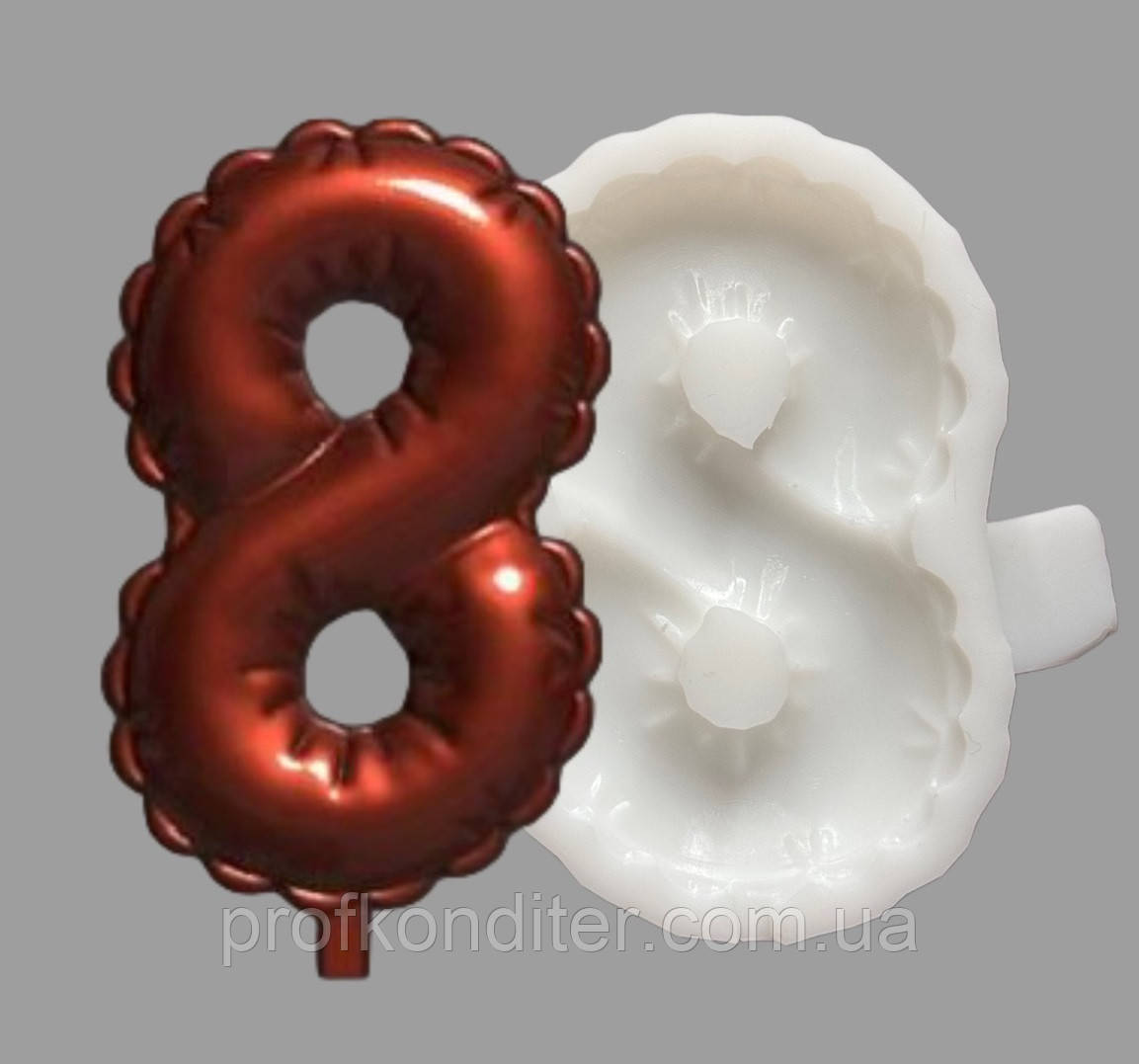 Силіконовий молд для шоколаду, зефіру, карамелі і т.д. "Цифра - повітряна кулька 8", фото 1
