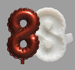 Силіконовий молд для шоколаду, зефіру, карамелі і т.д. "Цифра - повітряна кулька 8"