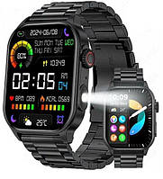 Смарт часы с LED фонариком многофункциональные, умные smart с квадратным циферблатом и микрофоном для звонка