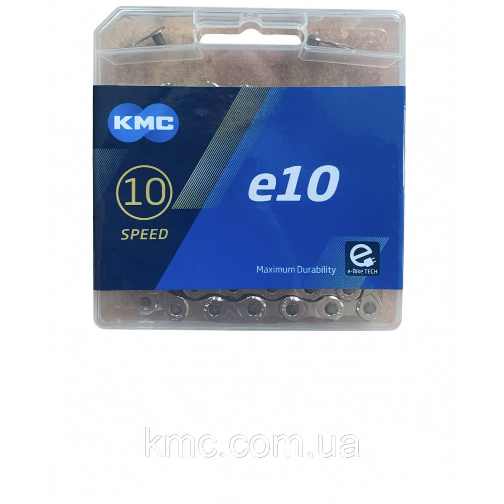 Ланцюг KMC e10 Silver 1/2 X 11/128 122 ланок з замком в боксі