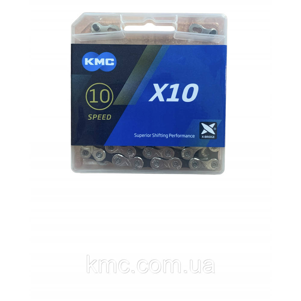 Ланцюг KMC X10 Silver/Black 1/2 X 11/128 114 ланок з замком в боксі