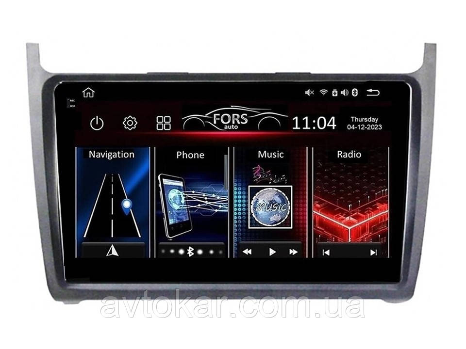 Штатна магнітола FORS.auto FS 2 PRO для Volkswagen Polo (2+32Gb, 9", silver) 2008-2020