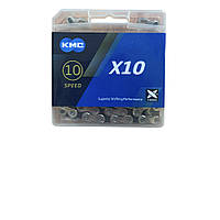 Ланцюг KMC X10 Silver/Black 1/2 X 11/128 122 ланок з замком в боксі