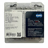 Ланцюг KMC X12 Silver/Black 1/2 X 11/128 126 ланок з замком в боксі, фото 3