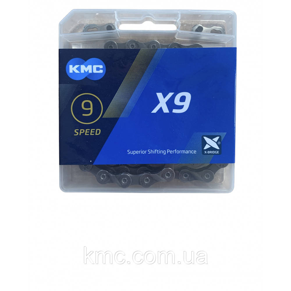 Ланцюг KMC X9 Gray 1/2 X 11/128 114 ланок з замком в боксі